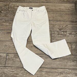 NYDJ Jeans Straight Leg  Lift Tuck Jeweled Pockets Size 6 White Stretch 30x27